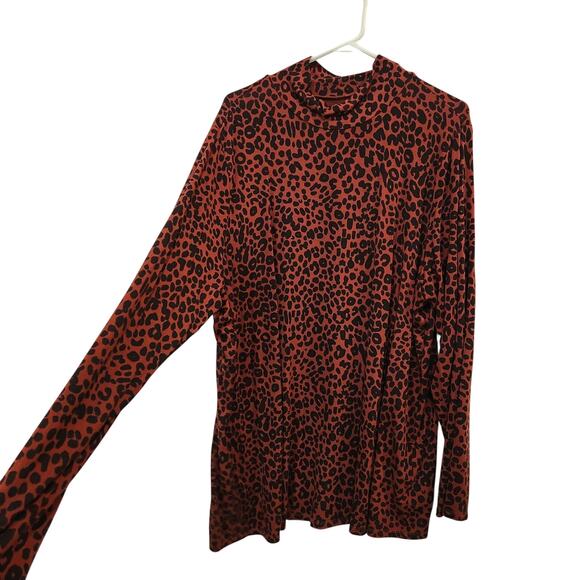 Ava & Viv Orange Black Leopard Pullover Long Sleeve Turtleneck Sweater Size 2X - Picture 1 of 5